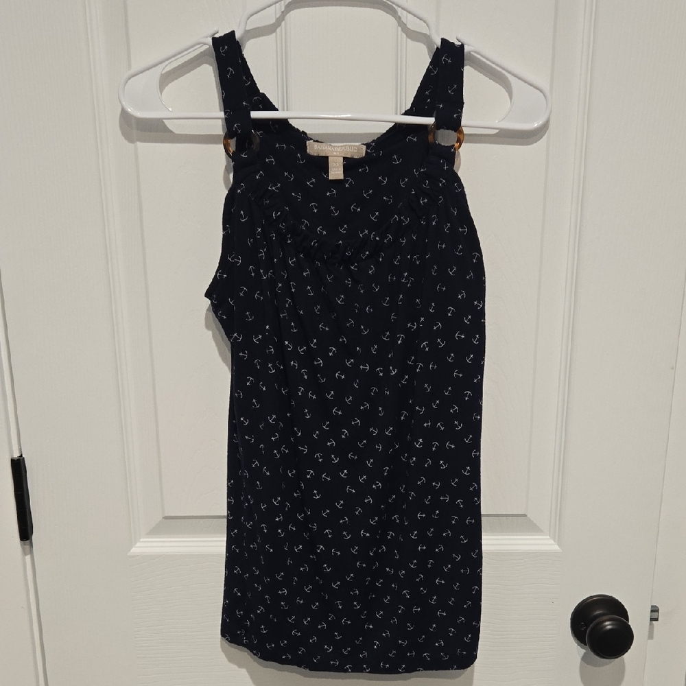 Banana Republic Dark Blue Anchor Pattern Top
